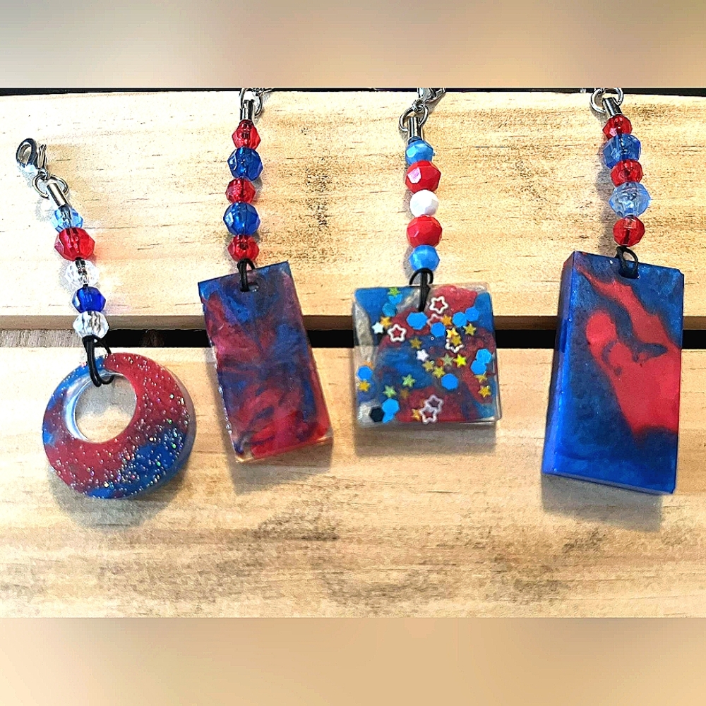 Red, white, and blue keychain/zipper pull